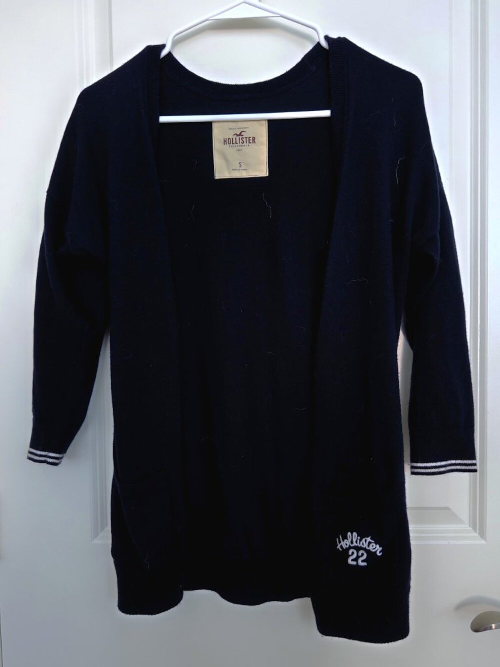Hollister Y2K Preppy Navy Blue V-Neck Button Cardigan